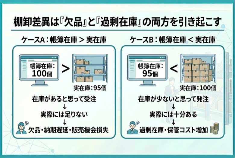 棚卸差異とは?原因・差異率の計算方法・許容範囲・対策を解説